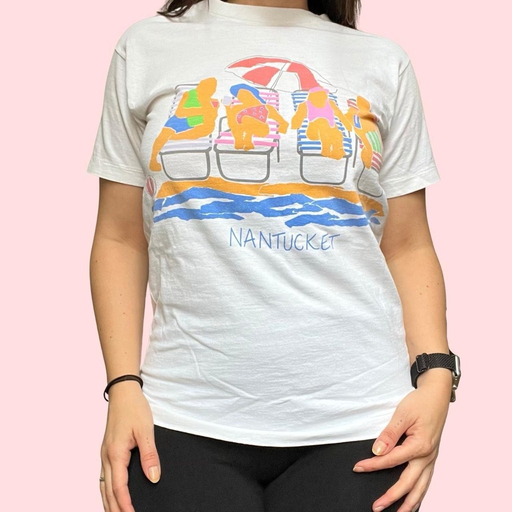 White 1985 Vintage Nantucket Graphic T-Shirt